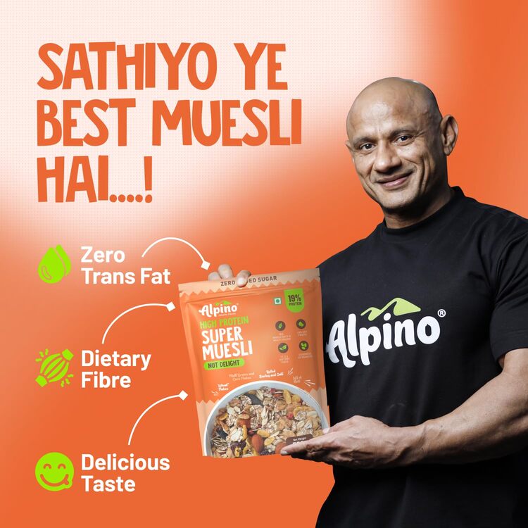 Super Muesli Nut Delight - 69% Whole Grain, 20% Dried Fruits & Nuts, No Sugar Infused Fruits - High Protein, Fibre Source - Premium Breakfast Cereal |