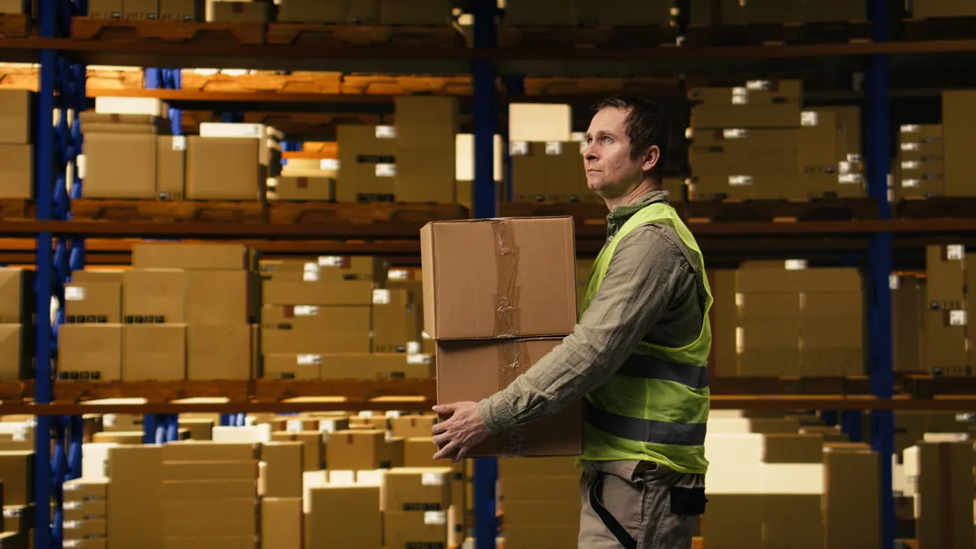 Wholesale distributor warehouse with cartons