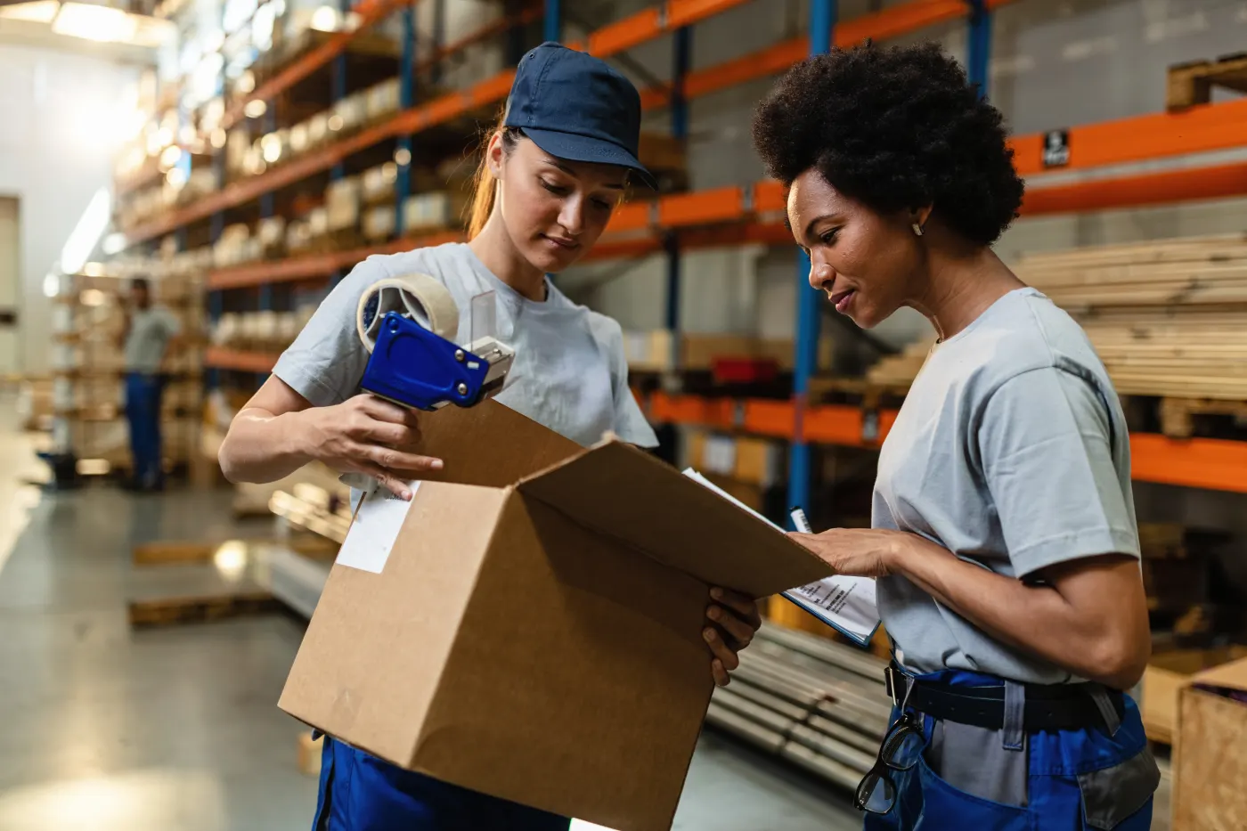 Online retailer packing customer orders