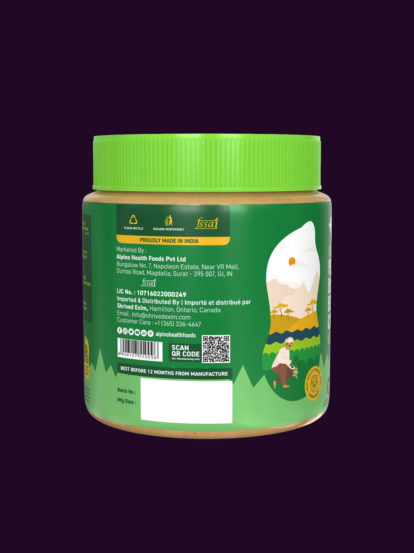 Alpino Natural Peanut Butter Crunchy
