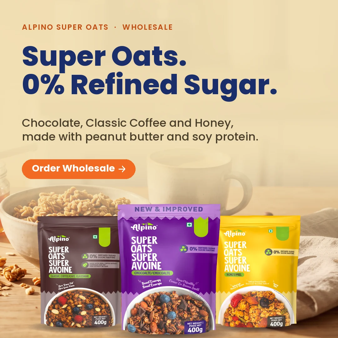 Alpino Super Oats with 0% refined sugar, wholesale oats distributor in Canada